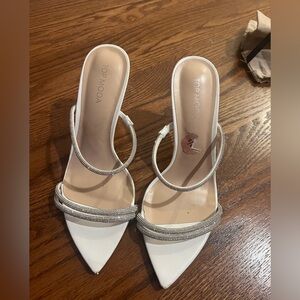 TOP Moda White and Silver Heeled Sandals